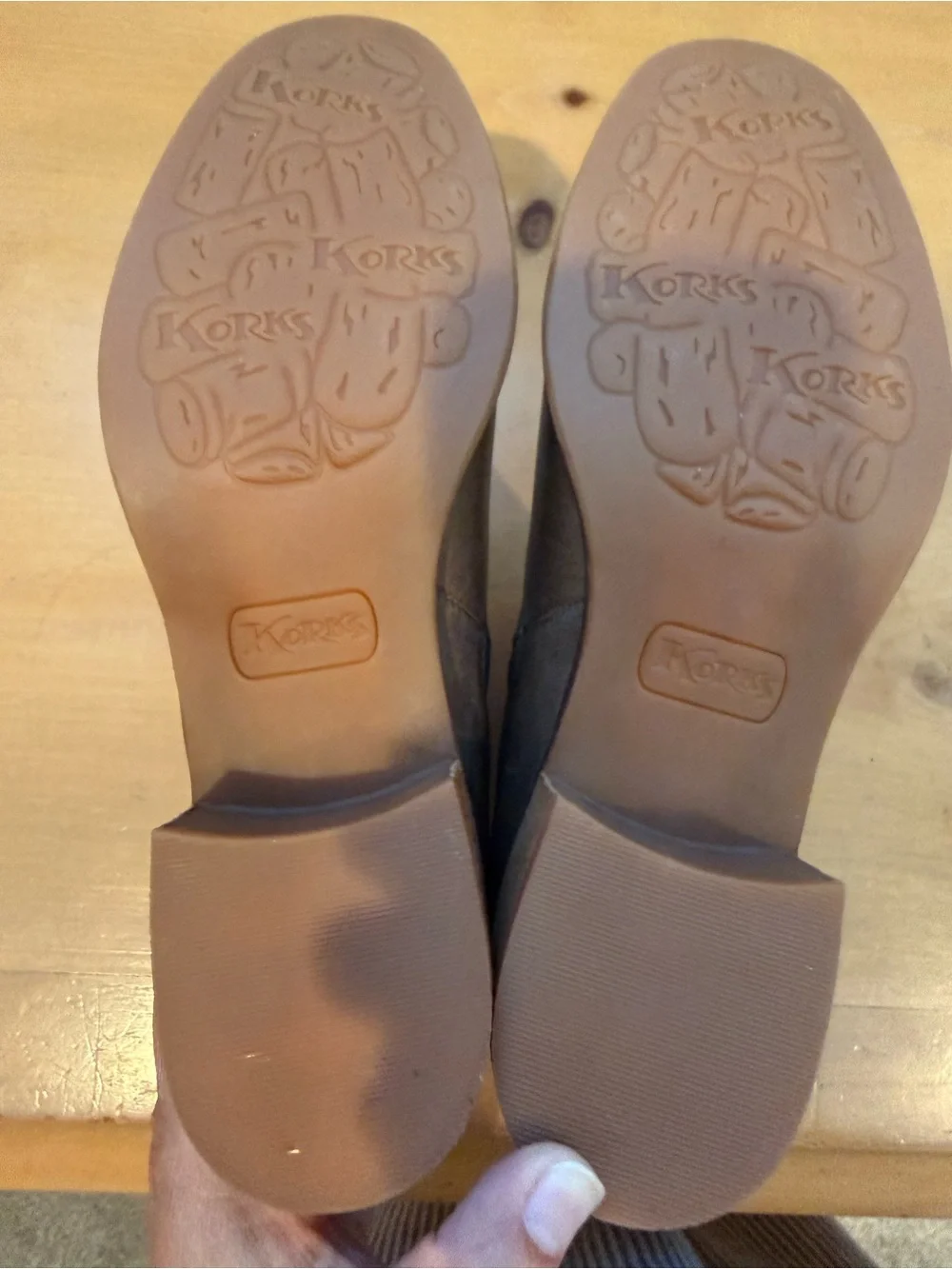 Korks Tea Stretch Khaki Brown Leather Ankle Booties size 6.5 NWOB